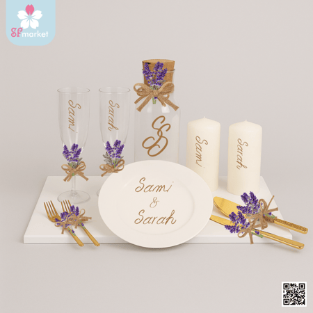 طقم كاسات الخطوبة مع التصميم والطباعة على حسب الطلب CS019