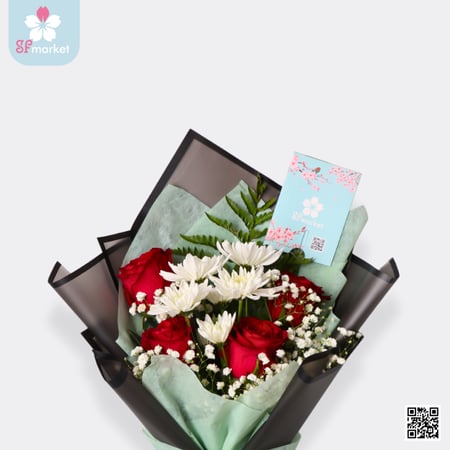 باقة ورد طبيعي احمر NF044