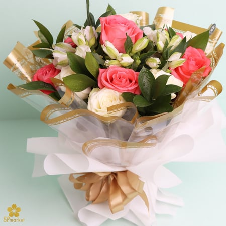 باقة ورد طبيعي مع التغليف NF005