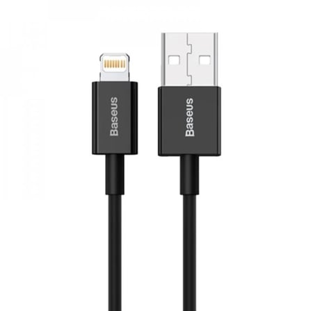 كيبل ايفون USB جلد 2 متر أسود من بيسوس