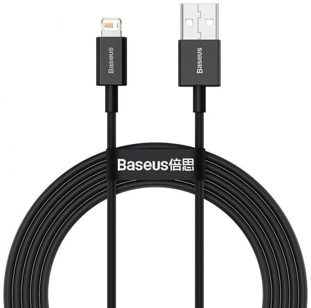 كيبل ايفون USB جلد 2 متر أسود من بيسوس