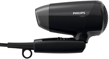مجفف Philips Essential Care، قوة 1200 واط،مقبض قابل للطي، طول سلك 1.5 متر، جهد 220، للشعر المصقول واللامع، أسود | BHC010