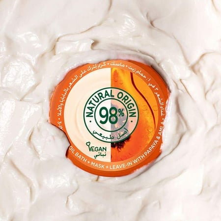 غارنييه الترا دوكس غذاء الشعر المرمم 3 في 1 بالبابايا والأملا للشعر التالف 98 % طبيعي - 390 مل