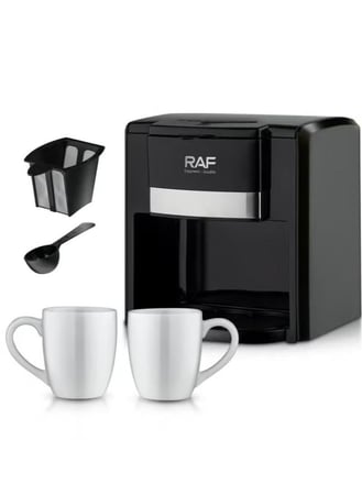 ماكينة قهوة مع كوبين من البورسلين، 500 واط، لون أسود