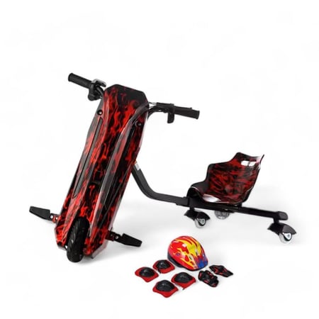 سكوتر أطفال درفت كبير 36 فوات شكل الفيل لون اسود ناري - سكوتري