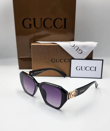 نظارة قوتشي كلاسيك - إطار ذهبي وعدسات بنية