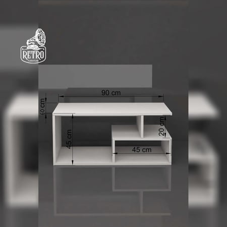 طاولة قهوة 90 سم – أبيض×بني