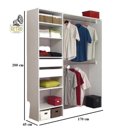 خزانة ملابس 170 سم – أبيض