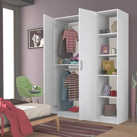 خزانة ملابس  120سم – أبيض