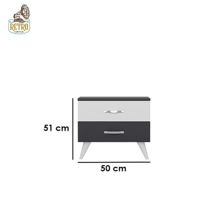كومود مودرن 50 سم- أبيض و رمادي
