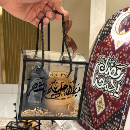 توزيعات الفانوس والمبخرة الخشبية ( 4 حبات )