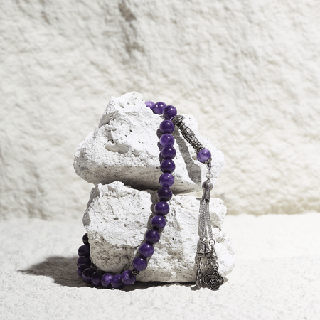 سبحة عقيق ازرق غامق