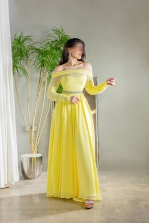 فساتين سهرة لون اصفر