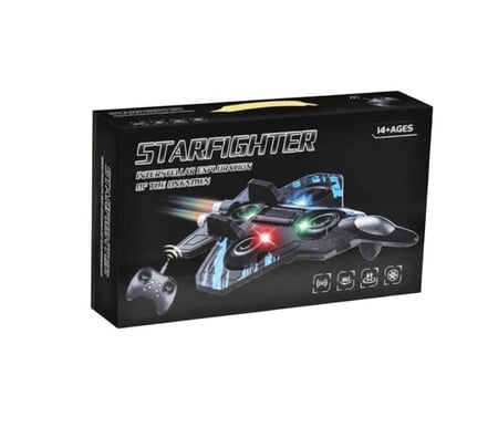 STARFIGHTER – طائرة درون للأطفال بعجلات دوارة وإضاءة LED مع يد تحكم –