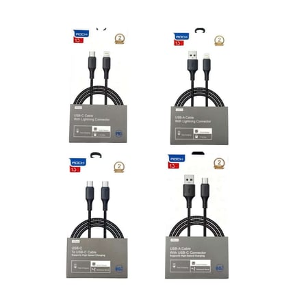 كيبل قماشي بطول 1 متر - متعدد الأنواع - ROCK