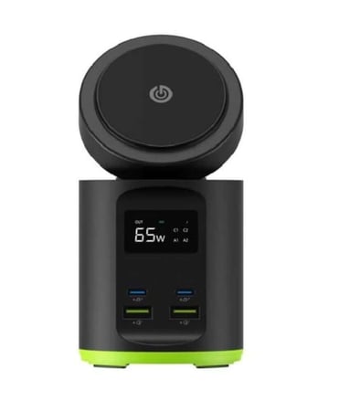 GOUI -شاحن بوست لاسلكي مكتبي متعدد المنافذ بقوة 65 واط - أسود