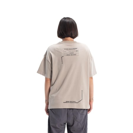 Beige Fragmented Blueprint T-Shirt