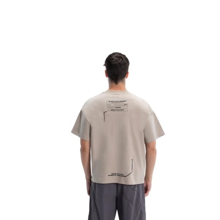 Beige Fragmented Blueprint T-Shirt