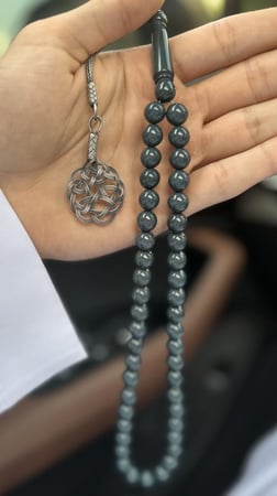 سبحة بكلايت زيتي - طربزونة فضة