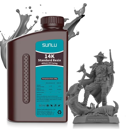 Sunlu 14K Standard Resin ( 14k Grey) For LCD 3D Printers, 1kg