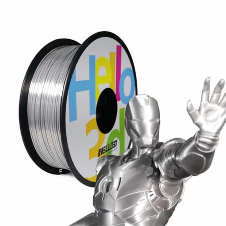 Hello3D PLA Silk-Like (Silver) 3D Filament 1.75Ø, 1kg