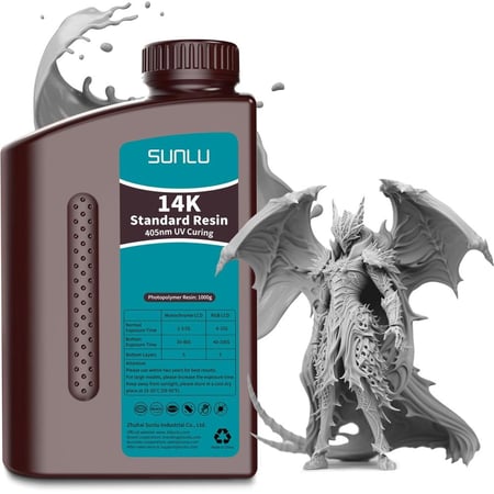 Sunlu 14K Standard Resin ( 14k Grey) For LCD 3D Printers, 1kg