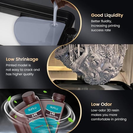 Sunlu 14K Standard Resin ( 14k Grey) For LCD 3D Printers, 1kg