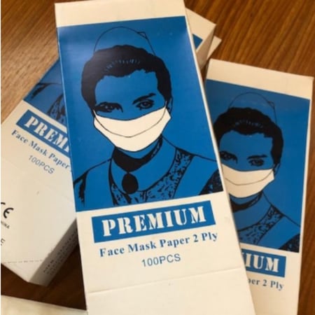 كمامات ورقية طبقتين 100 حبة