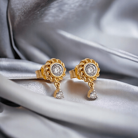 حلق الماس سلتيره على ذهب اصفر W737-16