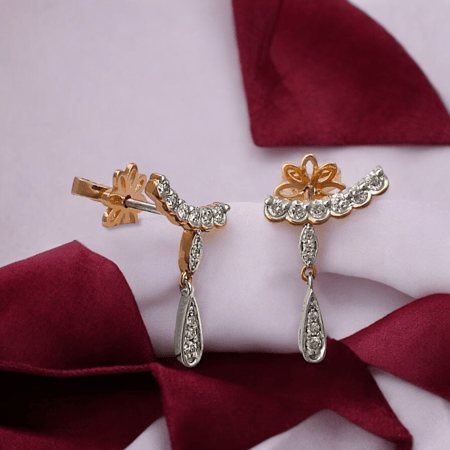 حلق الماس برلنت على ذهب ابيض و روز W758-5