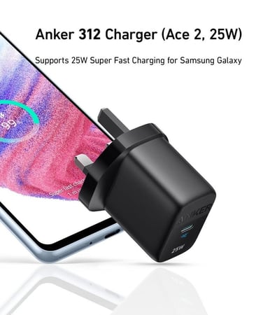 شاحن جداري انكر 312 بقوة 25 واط بمنفذ تايب سي - اسود