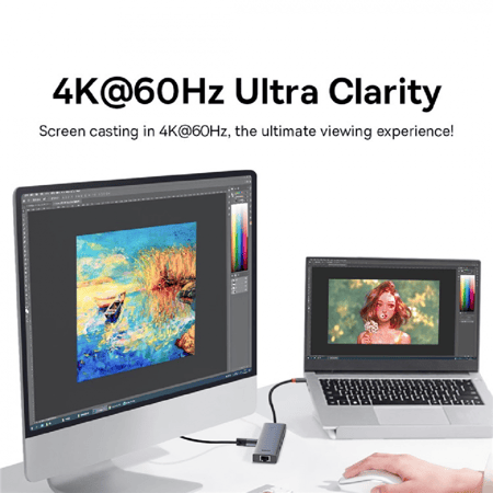 محول منافذ 7 في 1 ULTRAJOY SERIES من بيسوس - رمادي فلكي