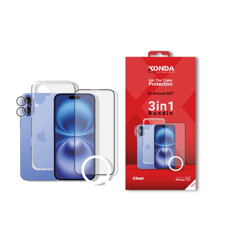 بكج زوندا للايفون 16 ثلاثة في واحد - حماية شفافه