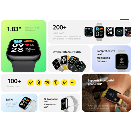 شاومي ساعة ذكية ريدمي واتش 3 اكتيف – أسود