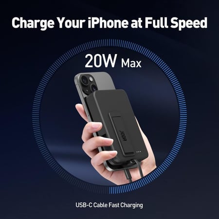 بطارية متنقلة JODA MaqQ بسعة 10000 ملي امبير وشاحن لاسلكي بقوة 20 واط منفذ تايب سي مع سلك مدمج تايب سي