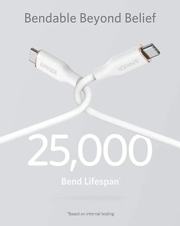 سلك انكر باور لاين فلو تايب سي الى تايب سي 1.8 م - ابيض