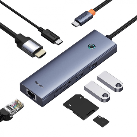 محول منافذ 7 في 1 ULTRAJOY SERIES من بيسوس - رمادي فلكي
