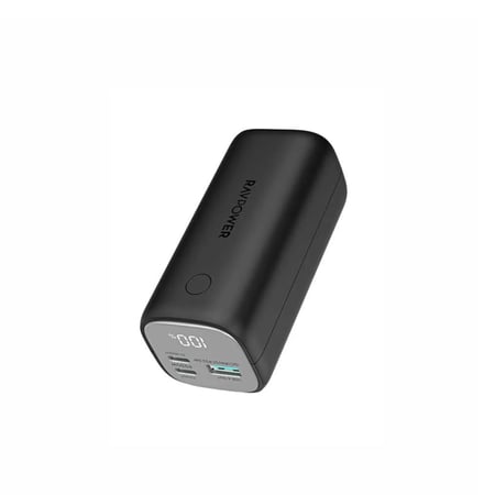 بطارية راف باور بسعة 14000 ملي امبير بقوة 30 واط بمنفذين تايب سي بي دي ومنفذ يو اس بي - اسود