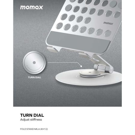 موماكس - حامل تابلت وايباد قابل للطي والدوران بدرجة 360 مصنوع من الألمنيوم - فضي