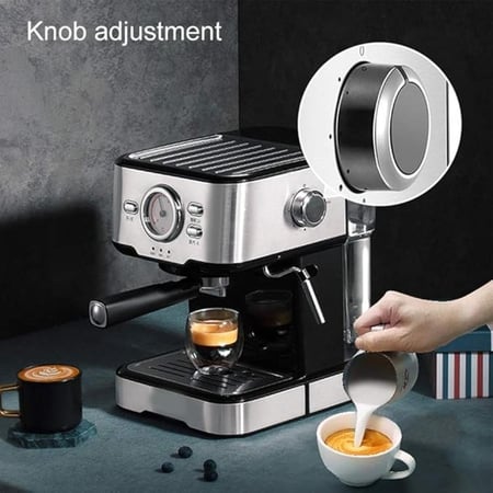 ماكينة تحضير القهوة المنزلية من كيو ام اي كيو ام اي، ماكينة تحضير قهوة اسبريسو منزلية شبه اوتوماتيكية، ماكينة تحضير القهوة بالبخار ورغوة الحليب سعة 1.5 لتر / 20 بار