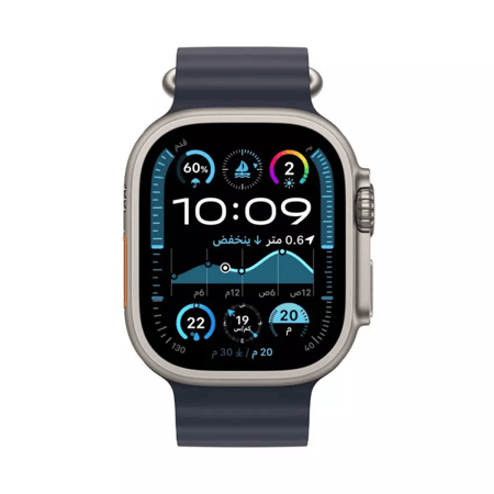 ساعة ابل الترا 2 GPS + Celluar مقاس 49 مم تيتانيوم طبيعي مع سوار كحلي