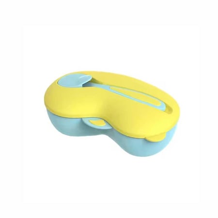 وعاء طعام ديريا للأطفال مع ملعقة - ازرق