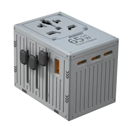 شاحن ومحول السفر العالمي بورودو بقوة 65 واط بأربع منافذ