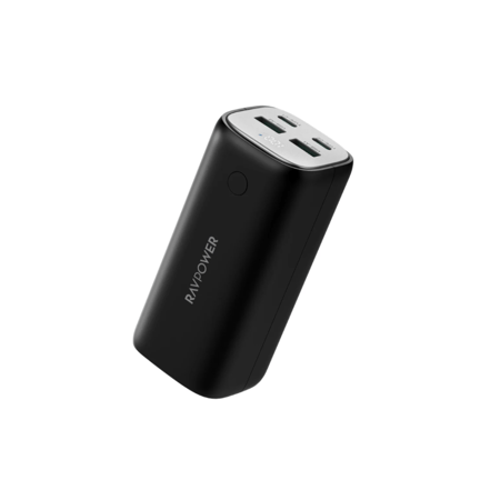 بطارية متنقلة راف باور بقوة 70 واط بسعة 20000 ملي امبير منفذين تايب سي ومنفذين USB-A - اسود