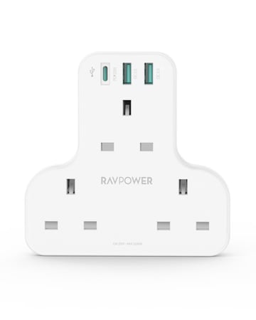 شاحن جداري راف باور بايونير 3 مداخل طاقه ثلاثيه مع منفذين USB ومنفذ تايب سي بتقنية PD بقوة 20 واط