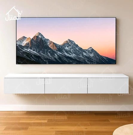 طاولة تلفزيون جدارية معلقة لون ابيض مقاس 160