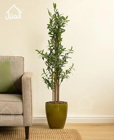 شجرة الزيتون صناعي مركن ذهبي - 140 سم