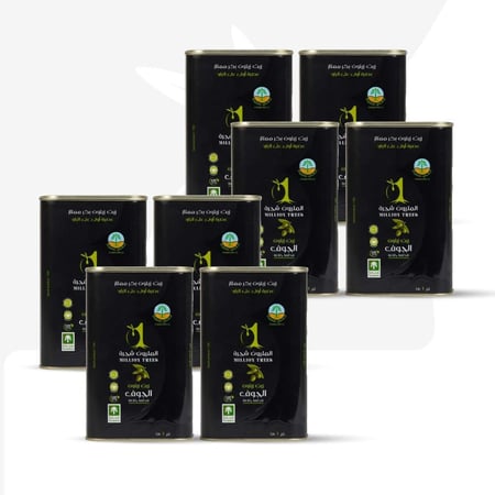 زيت زيتون القطفة الخاصة 1لتر  8 عبوات + شتلة زيتون مجانًا