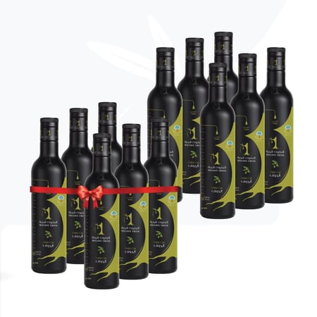 كرتون زيت زيتون 250 مل 12 عبوة بكر عضوي ممتاز قطفة خاصة (زجاج فاخر )