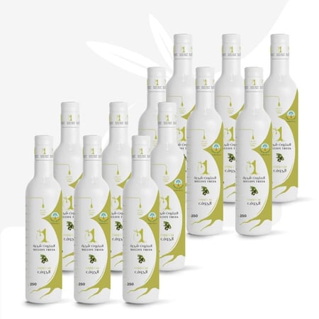 كرتون زيت زيتون 250 مل 12 عبوة بكر عضوي ممتاز (زجاج فاخر )